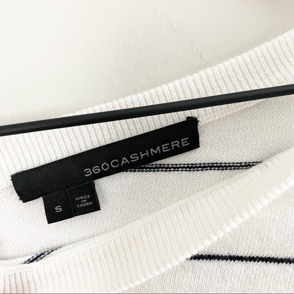 360 Cashmere Off the Shoulder Cotton Cashmere Striped Sweater Size Small - Picture 6 of 6